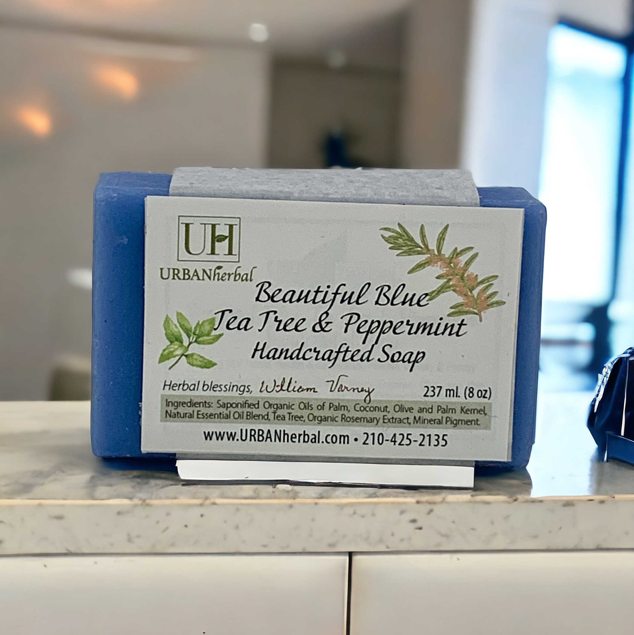 Beautiful Blue Tea Tree & Peppermint Handcrafted Soap